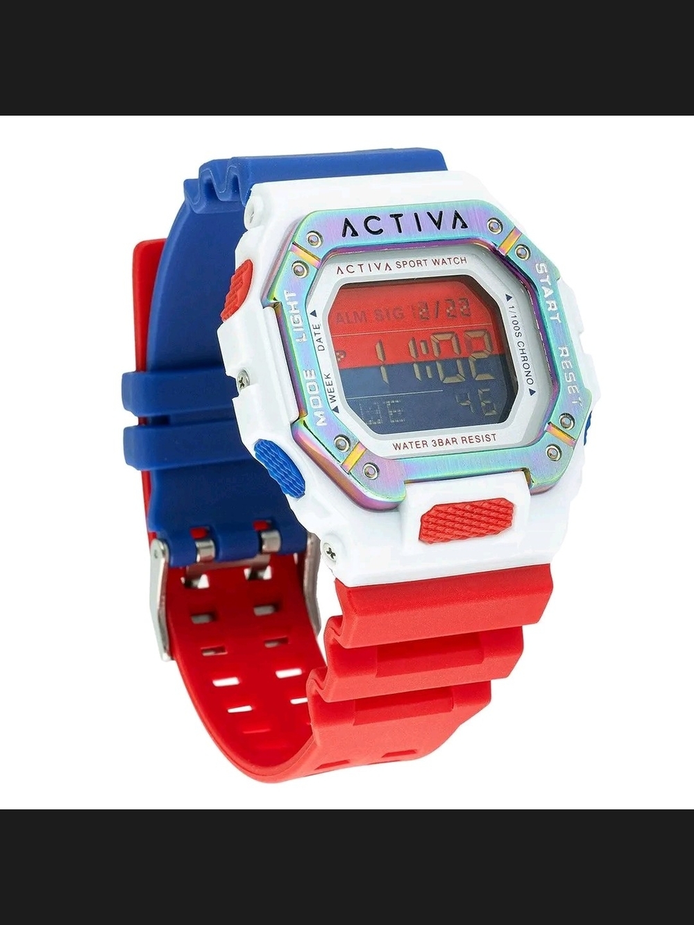 Activa Red & Blue Digital Sport Watch with White Case